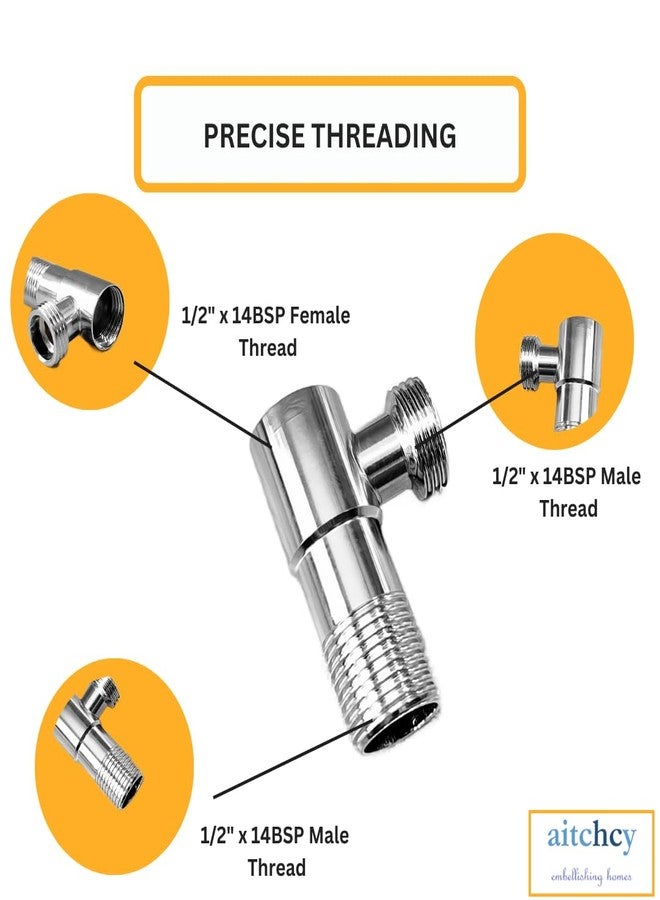 Aitchcy Brass Tee Connector | 15mm (1/2"BSP) Inner & Outer Thread | Polished CP Finish | Multi-Functional 3-Way Pipe Fitting for Water Supply with Teflone Tape | 3 Way Tee Mix (3 Way Tee Only) - Image 2